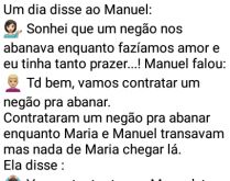 Tá vendo como se abana, imbecil?. A esposa sonhou que um negão abanava ela e o marido enquanto faziam amor....