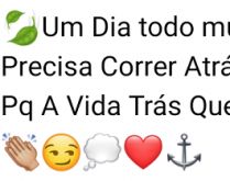 Um dia todo mundo aprende.... Que não precisa correr atrás de quem você deseja....