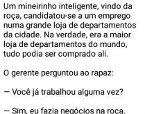 Mineirinho bom de lábia. Olha o que esse mineirinho aprontou numa grande loja de departamentos da cidade....