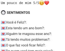 Um pouco de mim 5/5. Sentimentos.