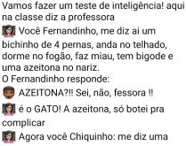 Vamos fazer um teste de inteli.... A professora convoca sua classe para fazer um teste para medir a inteligência de seus alunos... confira..