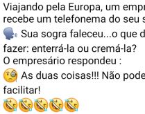 Viajando pela Europa. Viajando pela Europa, um empresário recebe um telefonema do seu sócio....