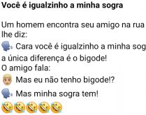Você é igualzinho a minha sogra. Um homem encontra seu amigo na rua e lhe diz....
