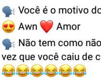 Você é o motivo do meu sorriso. Piada para animar os grupos/amigos(as).