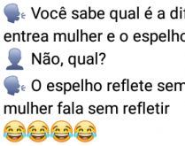 A diferença entre o espelho e.... Você sabe qual é a diferença entre o espelho e a mulher? Não? Então confira... kkkk.